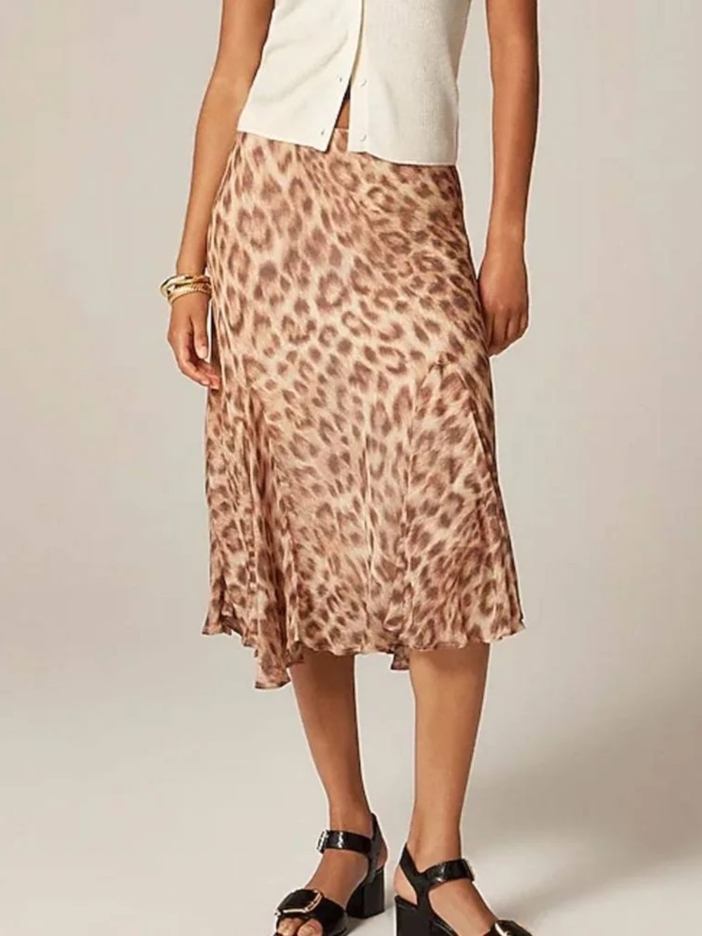 Leopard Print Midi Slip Skirt